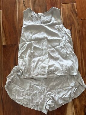 lunya Light Gray Silk Tank & Short Sleep Set